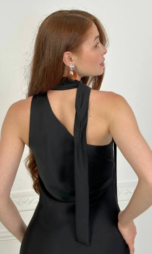 Вечірня Сукня Комбінація Шовк Максі 25055 Чорна