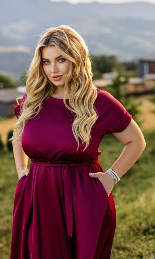 Повседневное Платье Шелк Миди 25059 Бордовое