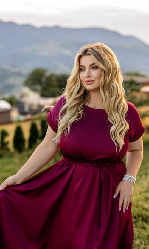 Повседневное Платье Шелк Миди 25059 Бордовое