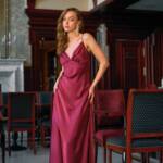 Вечірня Сукня Комбінація Шовк Максі 25057 Бордова