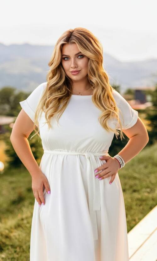 Повсякденна Сукня Шовк Міді 25059 Молочна