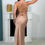 Вечірня Сукня Комбінація Шовк Максі 25054 Пудрова