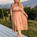 Повсякденна Сукня Шовк Міді 25059 Пудрова