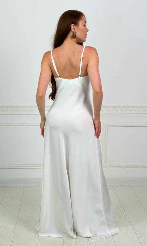 Вечірня Сукня Комбінація Шовк Максі 25057 Молочна