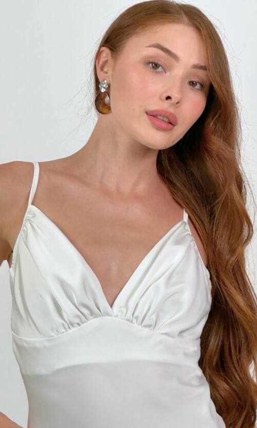 Вечірня Сукня Комбінація Шовк Максі 25057 Молочна