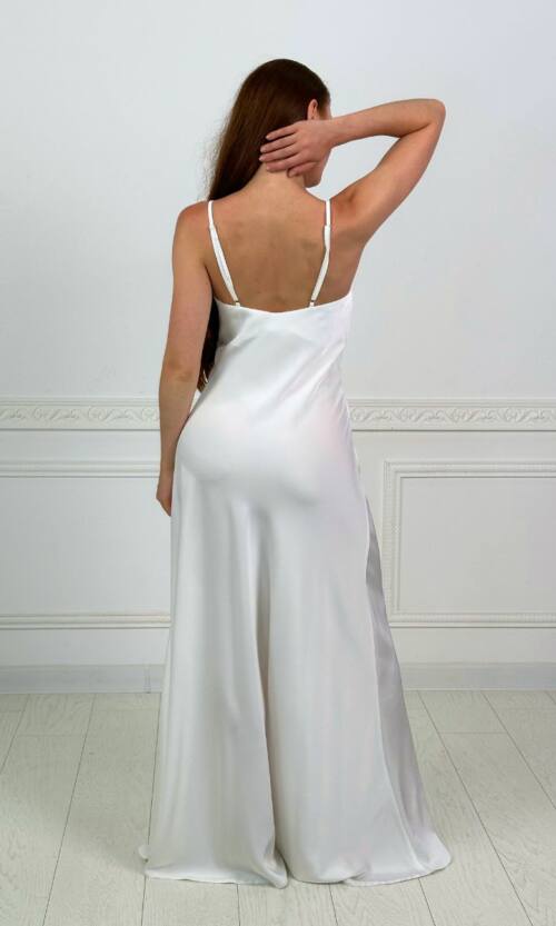 Вечірня Сукня Комбінація Шовк Максі 25057 Молочна