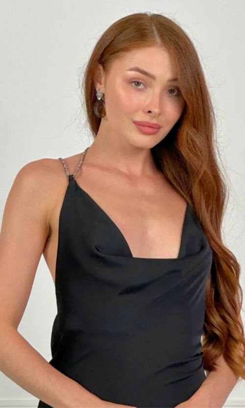 Вечірня Сукня Комбінація Шовк Максі 25052 Чорна