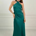 Вечірня Сукня Комбінація Шовк Максі 25056 Зелена