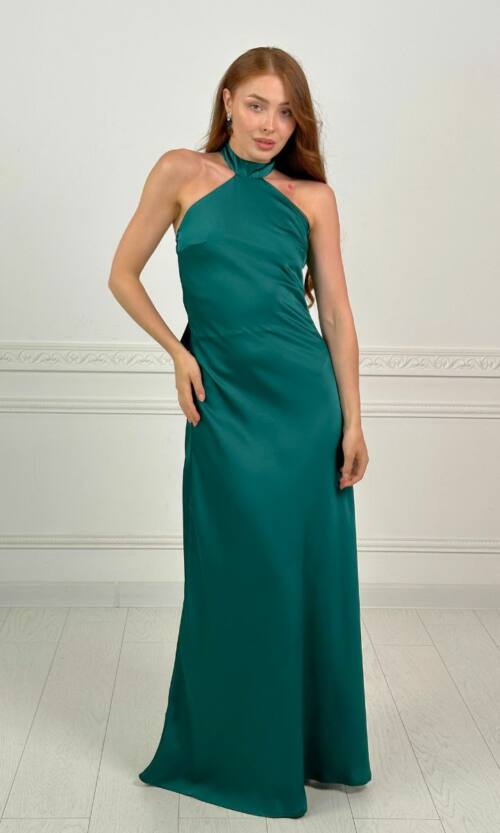 Вечірня Сукня Комбінація Шовк Максі 25056 Зелена