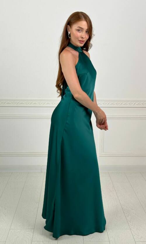 Вечірня Сукня Комбінація Шовк Максі 25056 Зелена