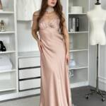 Вечірня Сукня Комбінація Шовк Максі 25057 Пудрова