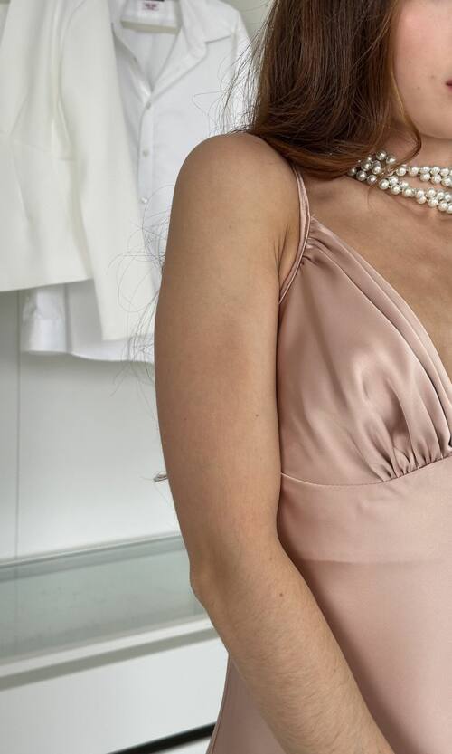 Вечірня Сукня Комбінація Шовк Максі 25057 Пудрова