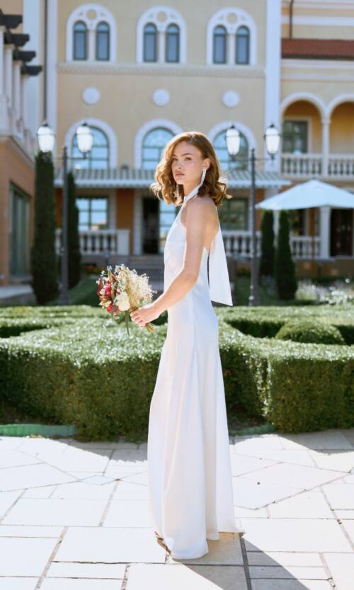 Вечернее Платье Комбинация Шелк Макси 25056 Молочное