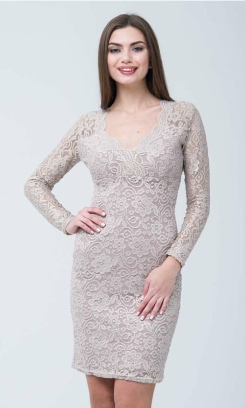 Коктейльне плаття 7284e Бежевий