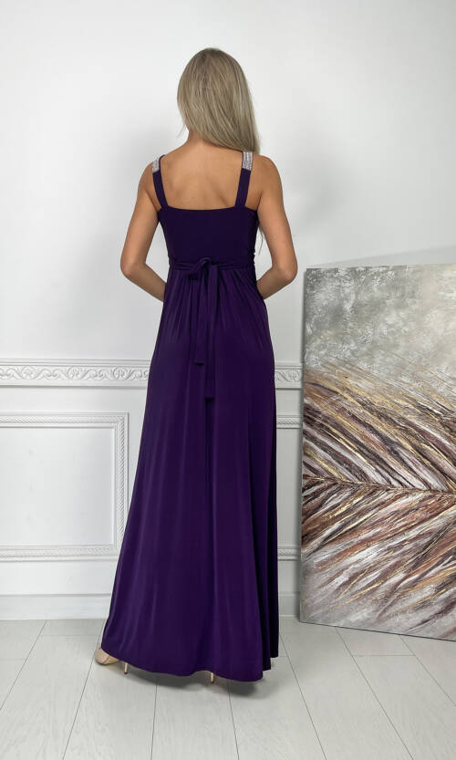 Вечірня Сукня Максі Стрази 5174 Фіолетова