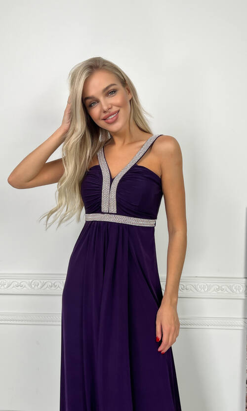 Вечірня Сукня Максі Стрази 5174 Фіолетова