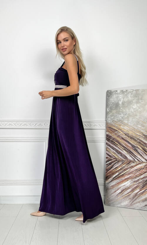 Вечірня Сукня Максі Стрази 5174 Фіолетова