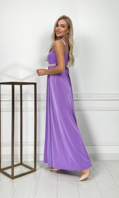 Вечірня Сукня Максі Стрази 5174 Бузкова