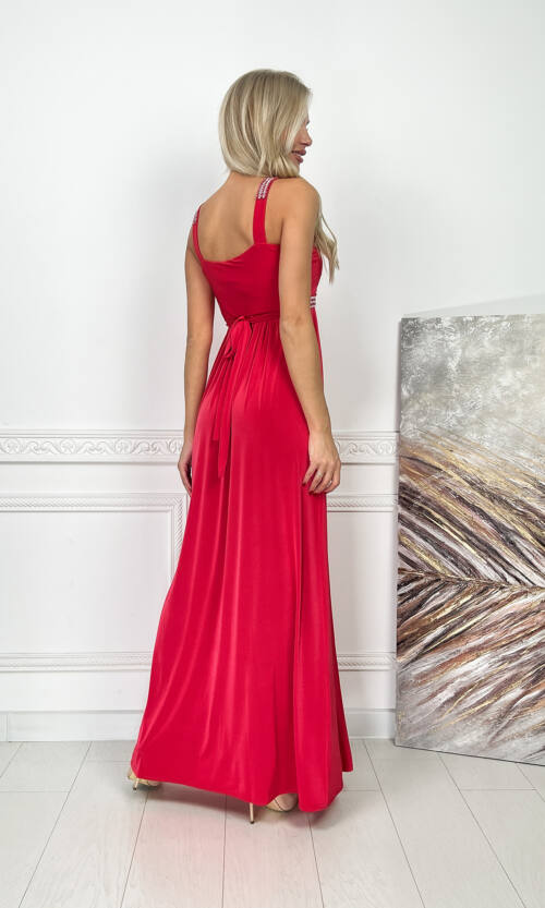 Вечірня Сукня Максі Стрази 5174 Червона