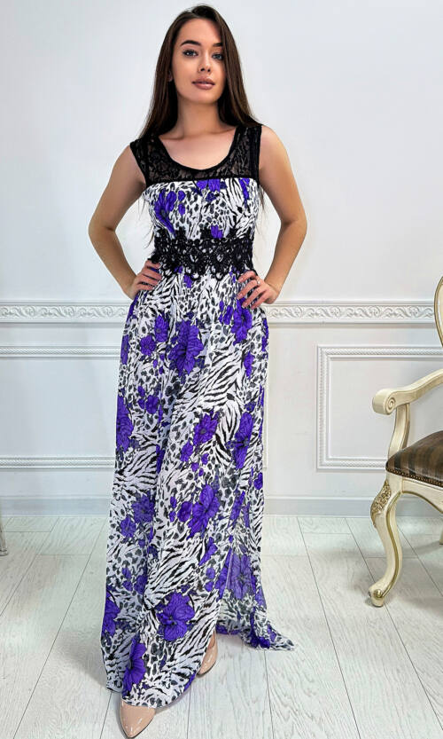 Літня Сукня Шифон Принт 4142 Фіолетова