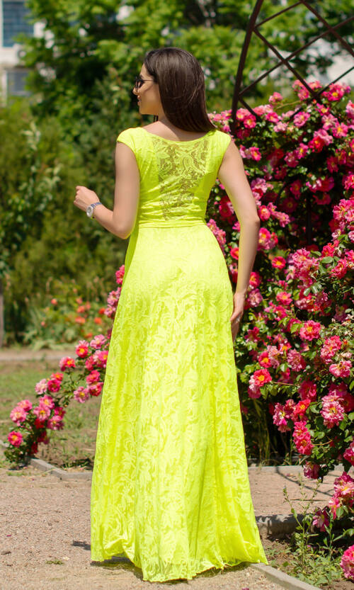 Літня Сукня Гіпюр Максі 6110 Жовта