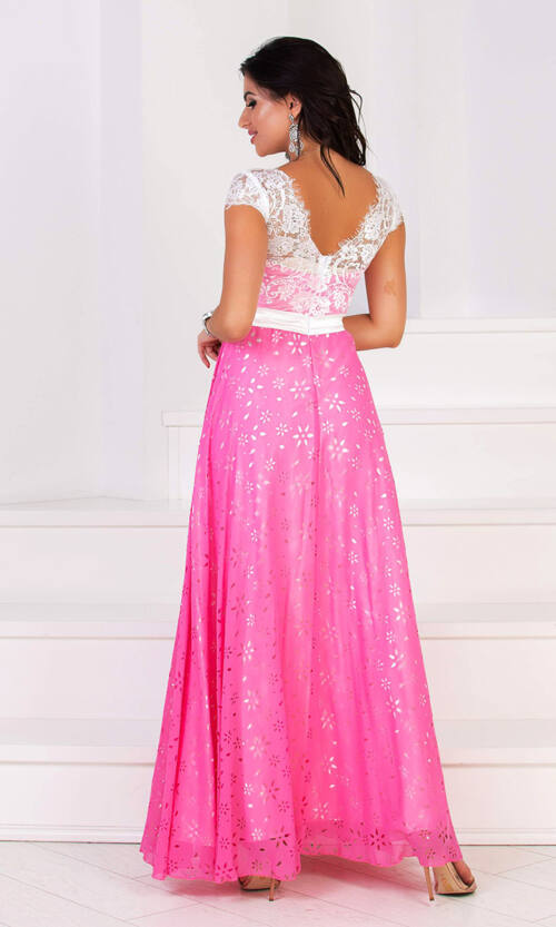 Літня Сукня Шифон Перфорація 6024 Рожева