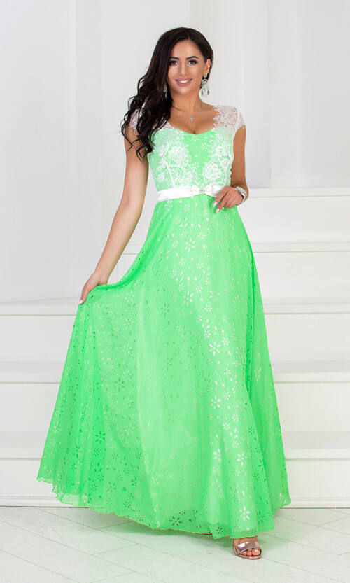 Літня Сукня Шифон Перфорація 6024 Салатова