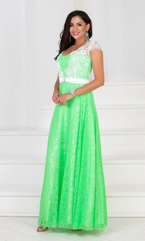 Літня Сукня Шифон Перфорація 6024 Салатова