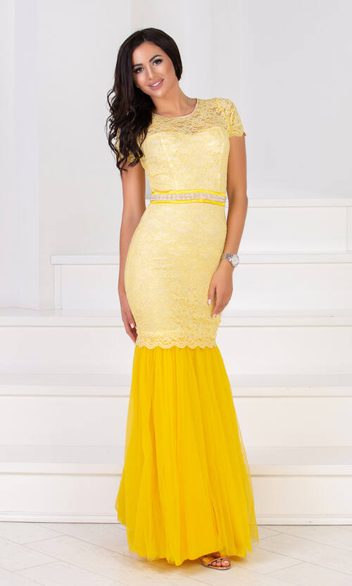 Коктейльна Сукня Спідниця Трансформер 6014 Жовта