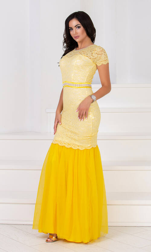 Коктейльна Сукня Спідниця Трансформер 6014 Жовта