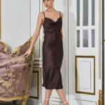 Коктейльна Сукня Slip Dress 25027 Коричнева