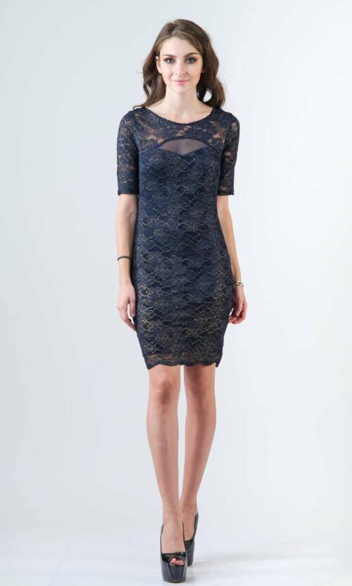 Коктейльне плаття 7159e Синій/бронза