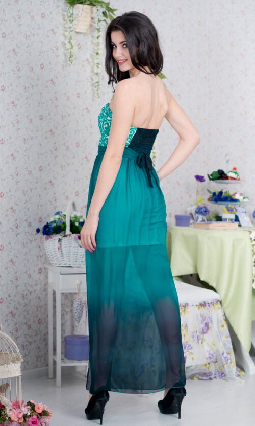 Коктейльна Сукня Атлас Шифон 4173 Смарагдова