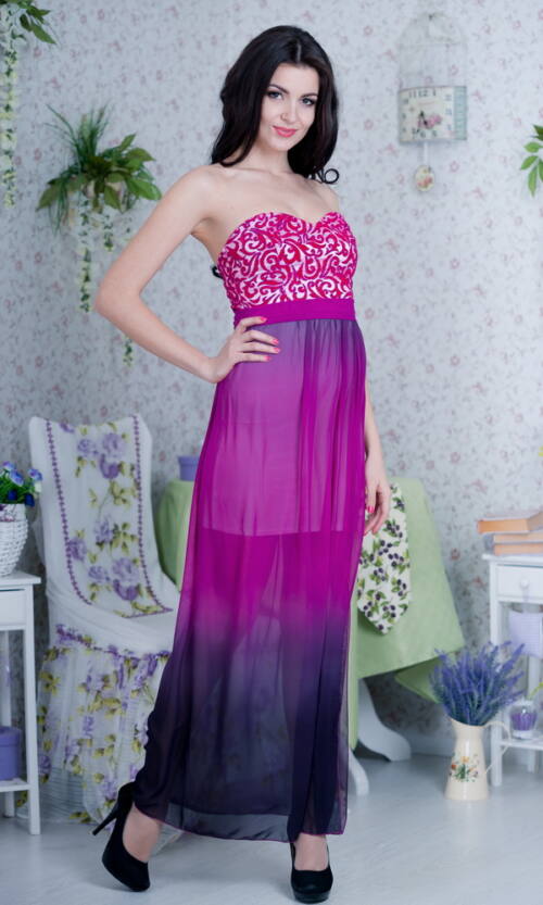 Коктейльна Сукня Атлас Шифон 4173 Малинова