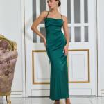 Вечірня Сукня Комбінація Шовк Максі 25054 Зелена