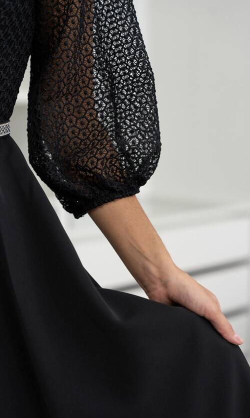 Коктейльна Сукня Ажурна Елегантна 24061 Чорна