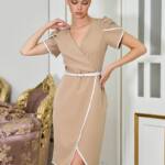 Коктейльное Платье Футляр Контрастный Кант 25065 Мокко