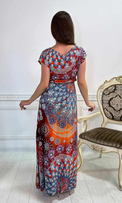 Літня Сукня Максі Принт 4217 Помаранчева