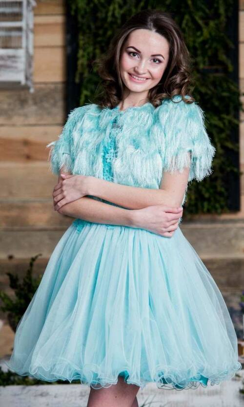 Болеро Накидка Бахрома Зигзаг 4363 Бірюза