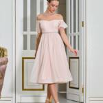 Коктейльна Сукня Шифон Пояс Стрази 25061 Персикова