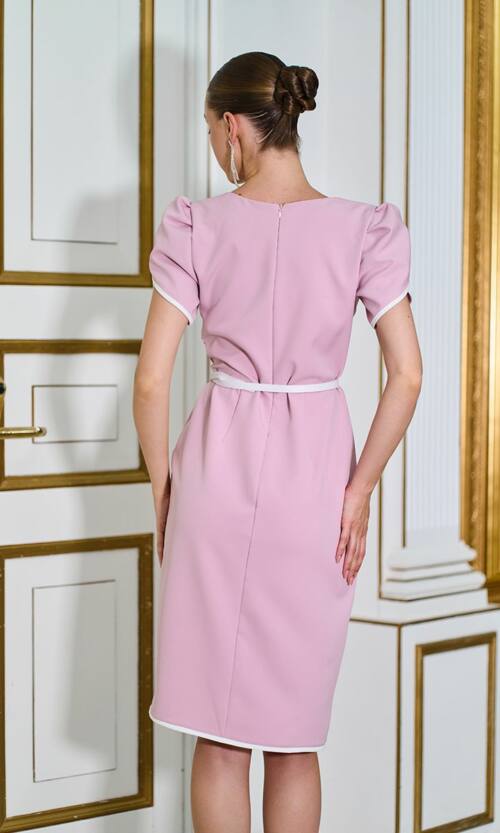 Коктейльна Сукня Футляр Контрастний Кант 25065 Фрезова