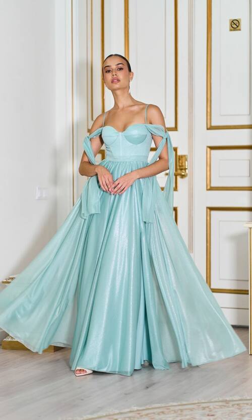 Вечірня Сукня Ліф Корсет Максі 25041 М'ятна