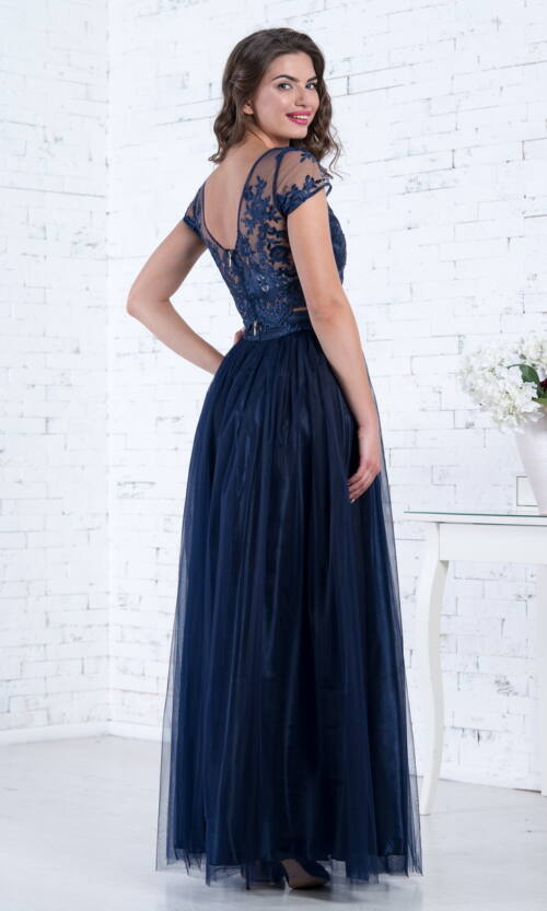 Вечірня сукня Сітка Вишивка 7054 Синя
