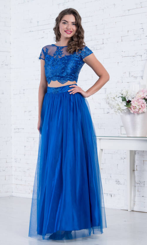 Вечірня сукня Сітка Вишивка 7054 Електрик