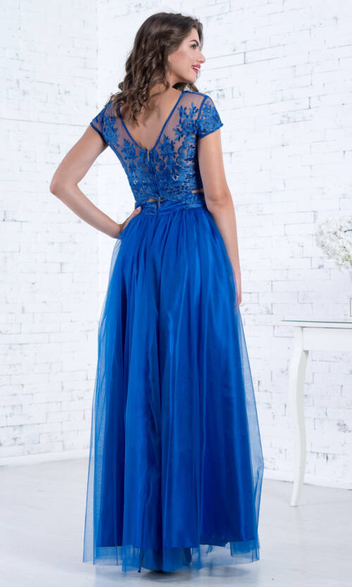 Вечірня сукня Сітка Вишивка 7054 Електрик