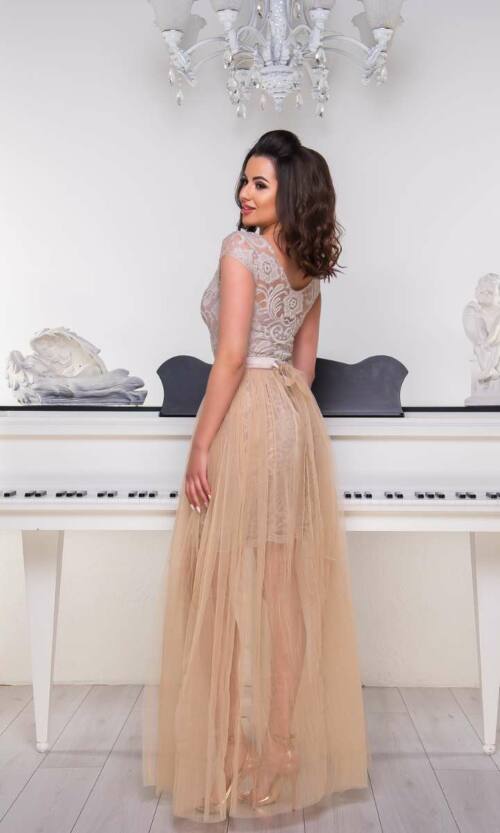 Коктейльне плаття 8065e Бежевий