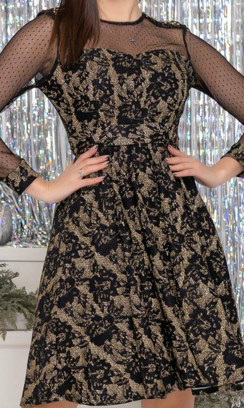 Коктейльна сукня гіпюр сяйво 9217 Золота