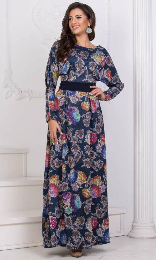 Повсякденне плаття 6252e Синій/квітковий