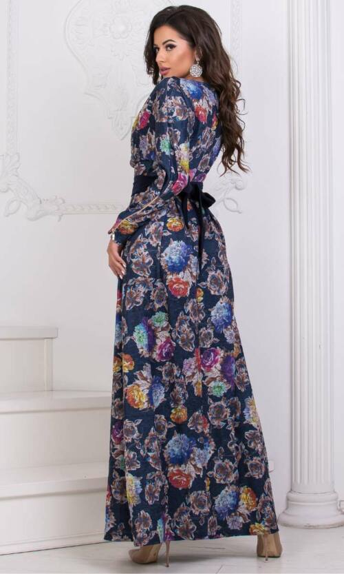 Повсякденне плаття 6252e Синій/квітковий