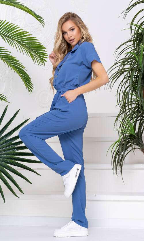 Комбінезон Віскоза Креш Двобортний 20089 Індіго